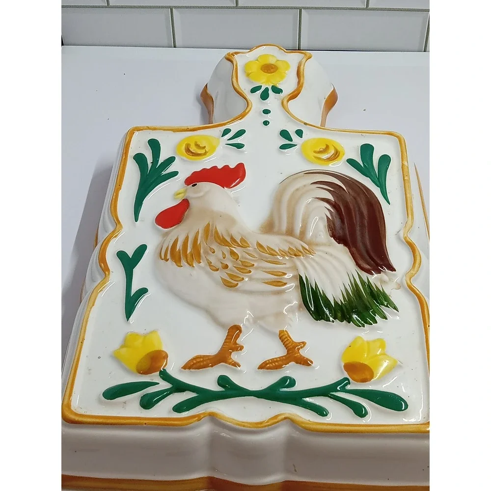 Galstyn-Sutton Hand Painted Ceramic Rooster Wall Plaque Japan Farmhouse Decor